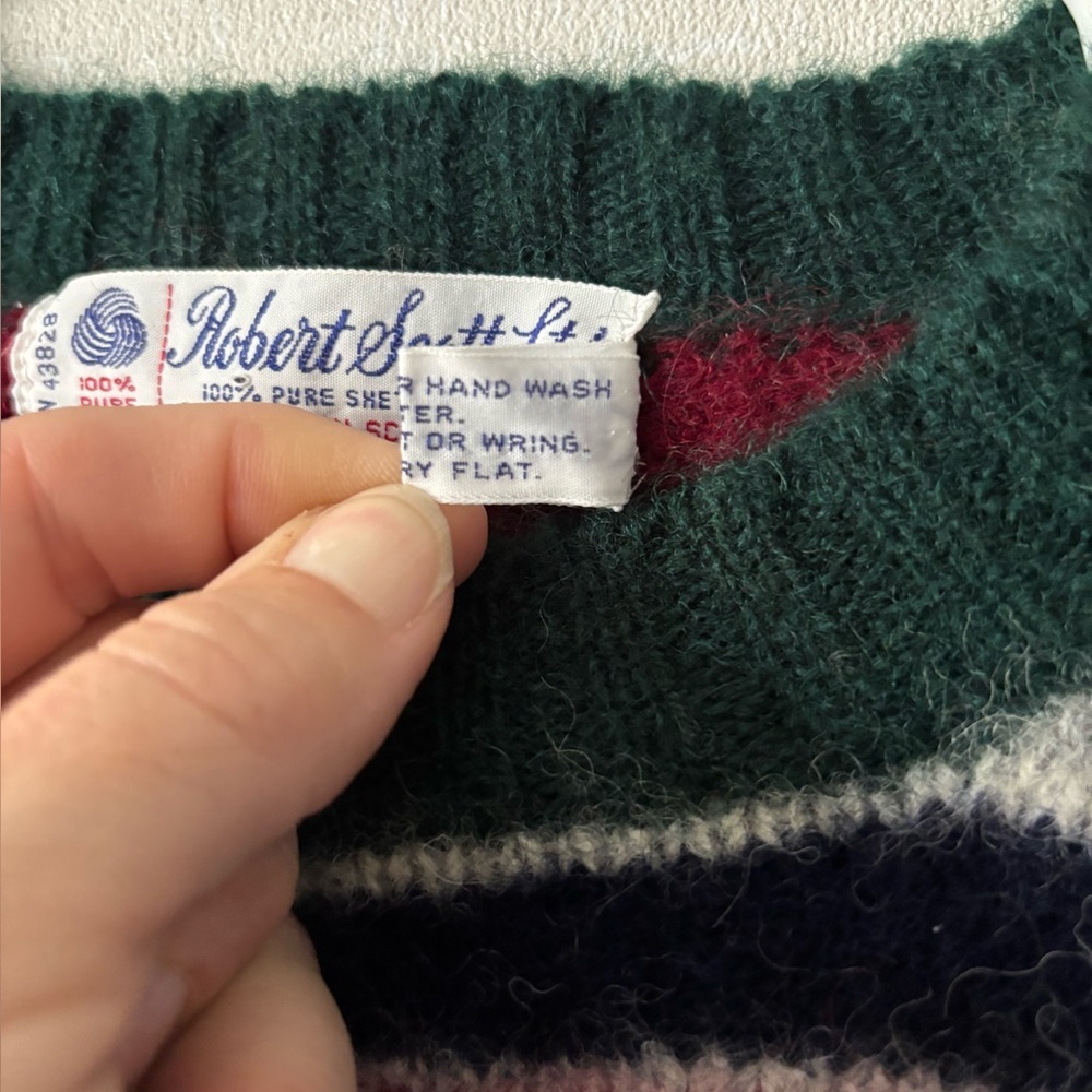 VINTAGE |Striped Green and Red Women's Sweater | Size XS - Picture 3 of 7